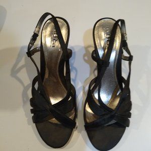 Tribeca by Kenneth Cole Black Satin Sandles Sz 7